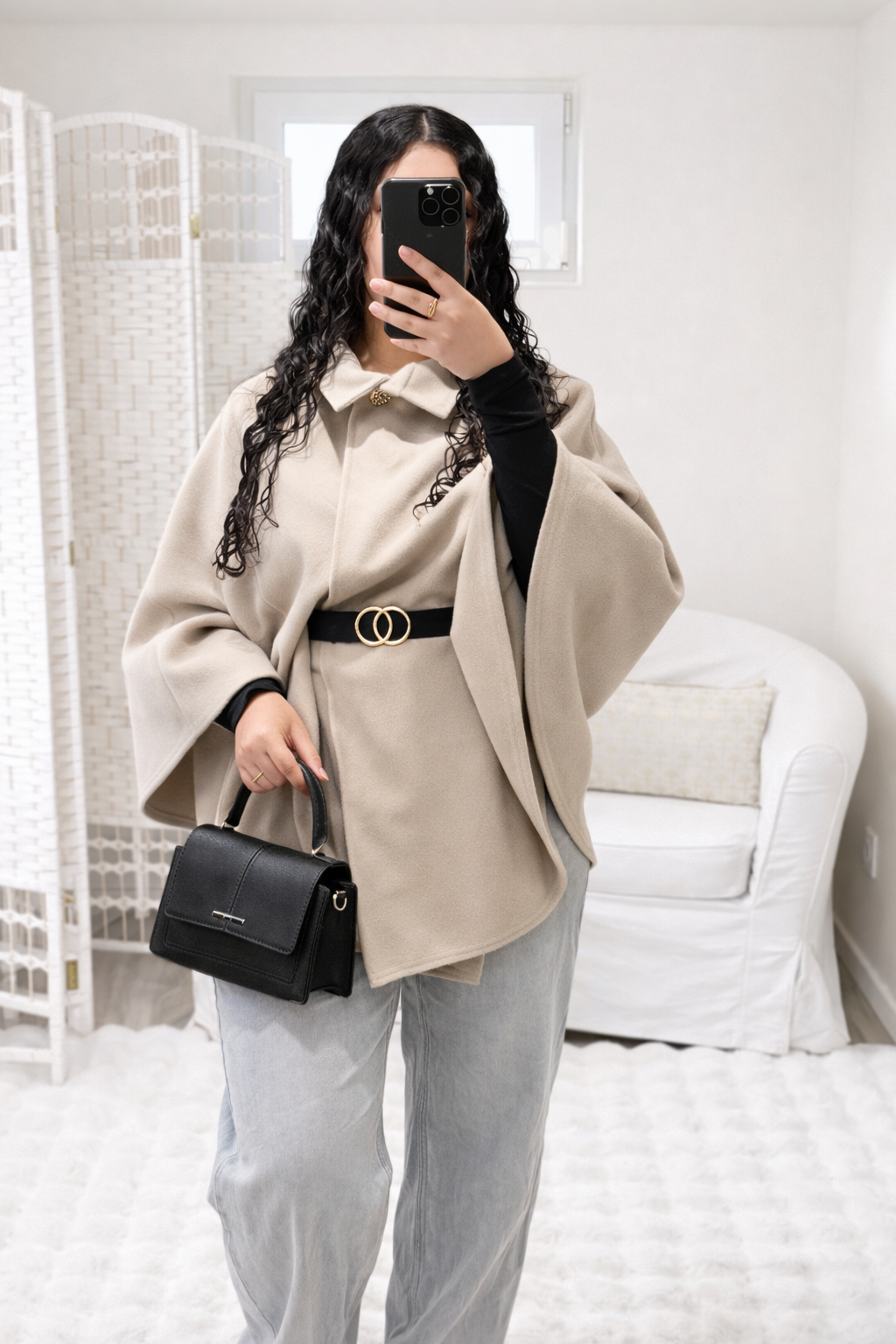 Cape avec ceinture nude